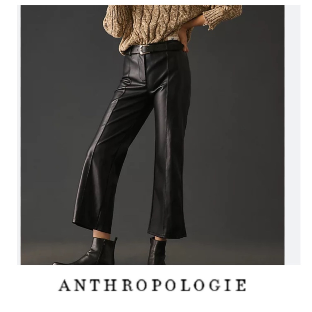 Anthropologie Avec Les Filles Black Cropped Leather Trousers